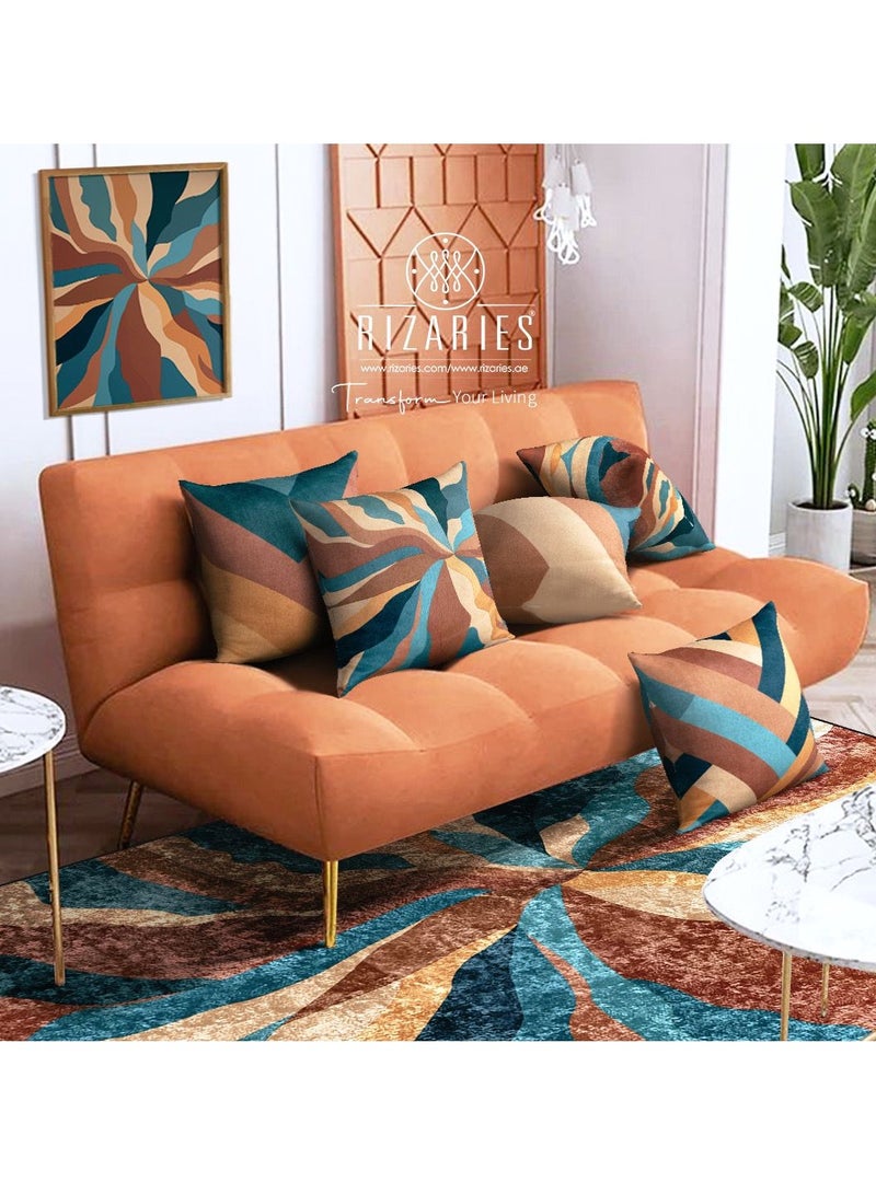 RIZARIES سجادة مركزية بتصميم المحيط، قماش، مستطيلة - Image 4