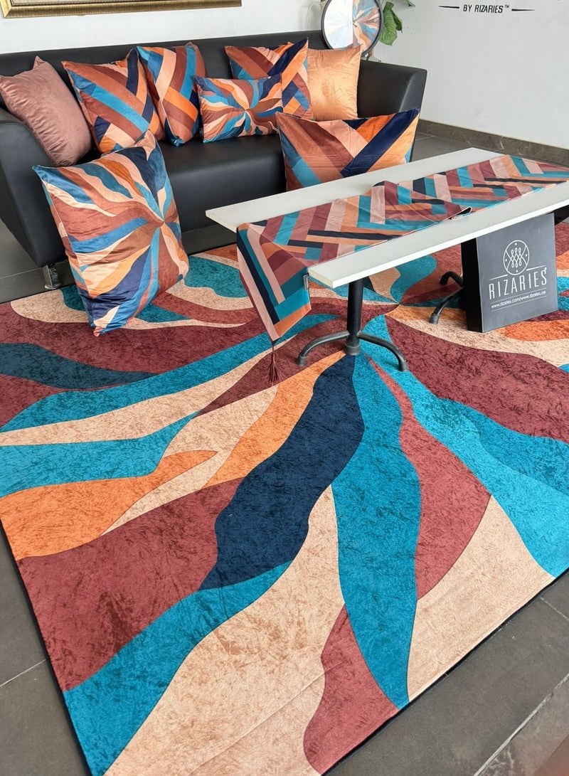 RIZARIES سجادة مركزية بتصميم المحيط، قماش، مستطيلة - Image 1