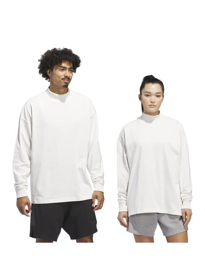 adidas تي شيرت ONE BB أبيض بأكمام طويلة للجنسين من أوريجينالز