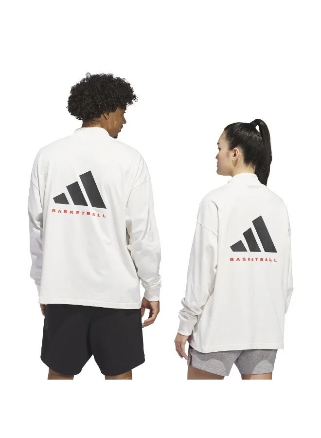 adidas تي شيرت ONE BB أبيض بأكمام طويلة للجنسين من أوريجينالز