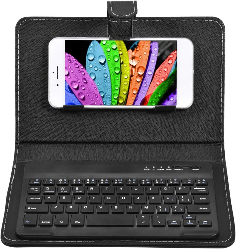 ciciglow Bluetooth Keyboard, Wireless Keyboard + Bluetooth Keyboard Stand PU Leather Travel Stand Case Cover(Black) - Image 1
