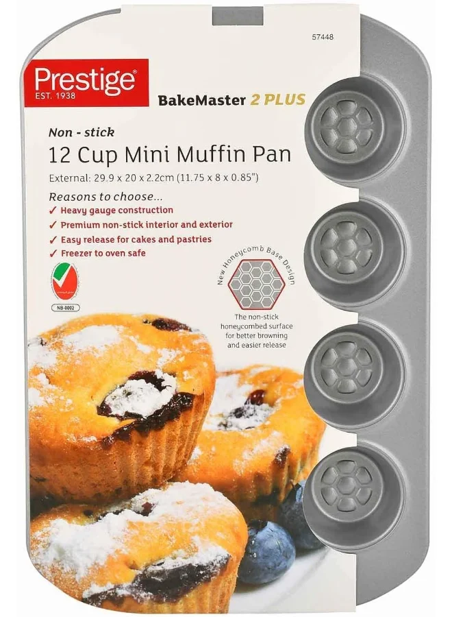 Prestige Prestige Mini Muffin Tin 12 Cups Pr57448, Grey