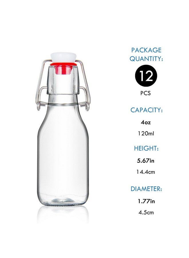 YEBODA 12 Pack 4oz Swing Top Glass Bottles,Small Flip Top Glass bottles with airtight Caps for Home Brewing,Kombucha,2nd Fermentation,Kefir,Beverages,Soda,Oils,Vinegar,Limoncello,Vanilla extract