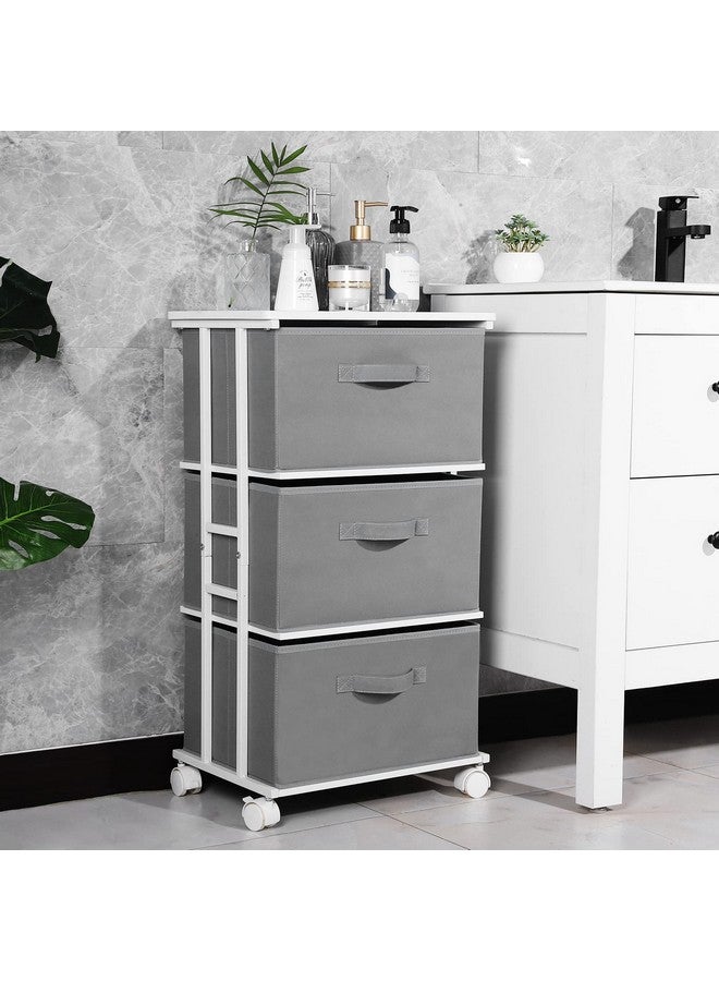MAX Houser Dresser Tower with 3 Drawers,Fabric Dresser Drawer Organizer Unit,Dresser Chest with Wood Top,Vertical Storage Dresser,Small Dresser for Bedroom,Office-Dark Grey - Image 4