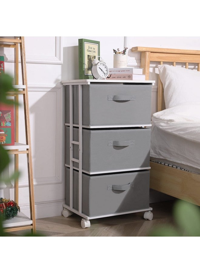 MAX Houser Dresser Tower with 3 Drawers,Fabric Dresser Drawer Organizer Unit,Dresser Chest with Wood Top,Vertical Storage Dresser,Small Dresser for Bedroom,Office-Dark Grey - Image 3