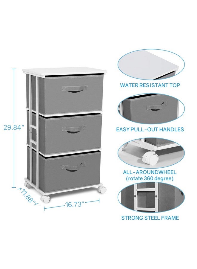 MAX Houser Dresser Tower with 3 Drawers,Fabric Dresser Drawer Organizer Unit,Dresser Chest with Wood Top,Vertical Storage Dresser,Small Dresser for Bedroom,Office-Dark Grey - Image 1