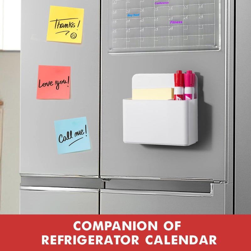 Beygorm 2 Pack Plastics Magnetic Pen Holder For Refrigerator  Dry Erase Marker Holder For Whiteboard Magnet School Locker Organizer Accessories  Pencil Cup  Pen Caddy  Classroom Organization(White) - Image 2