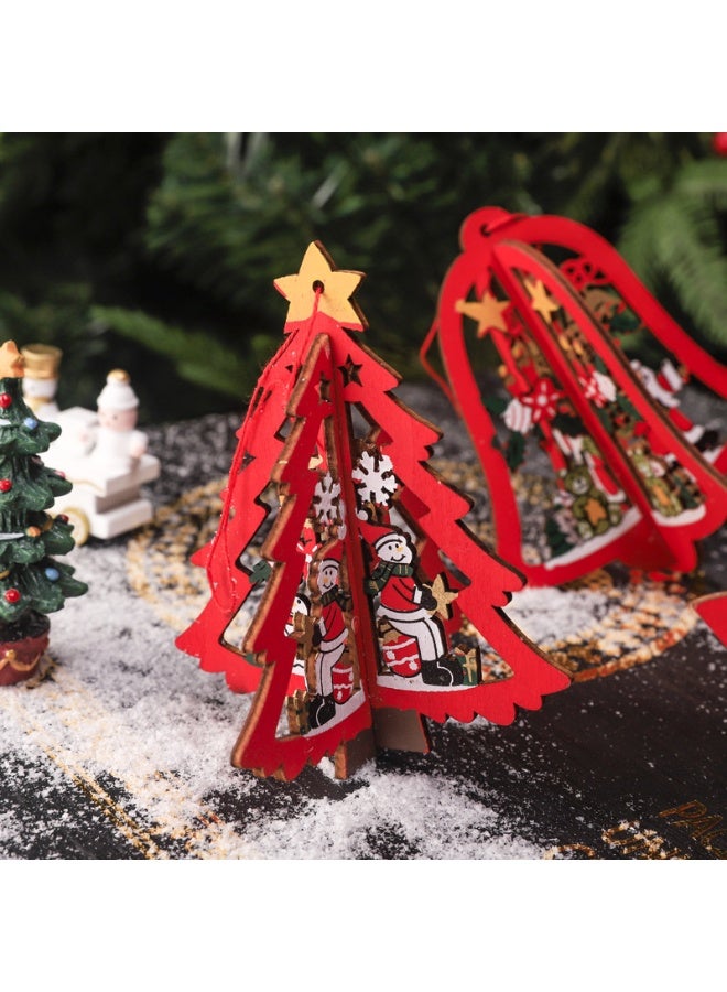 4 Pcs Christmas Decorations,Craved Hanging Wooden Christmas Tree Ornaments for Indoor/Outdoor Party Holiday Home Decor - Image 5