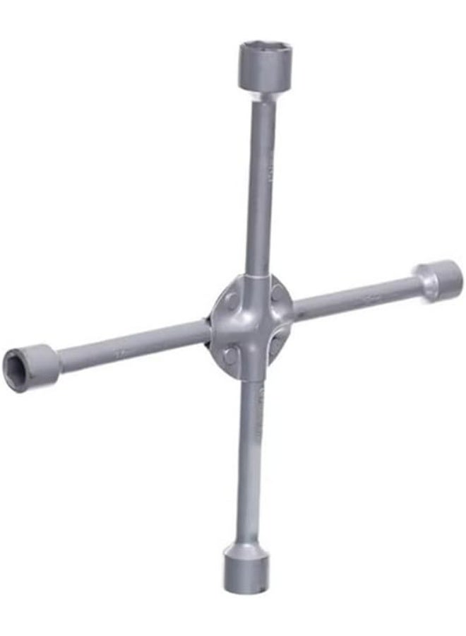 Premium 4-Way Car Tire Cross Wrench - Heavy Duty Steel Wheel Lug Nut Brace - Universal Sizes (17, 19, 21, 23mm) - Industrial Grey Flange Finish - Image 4