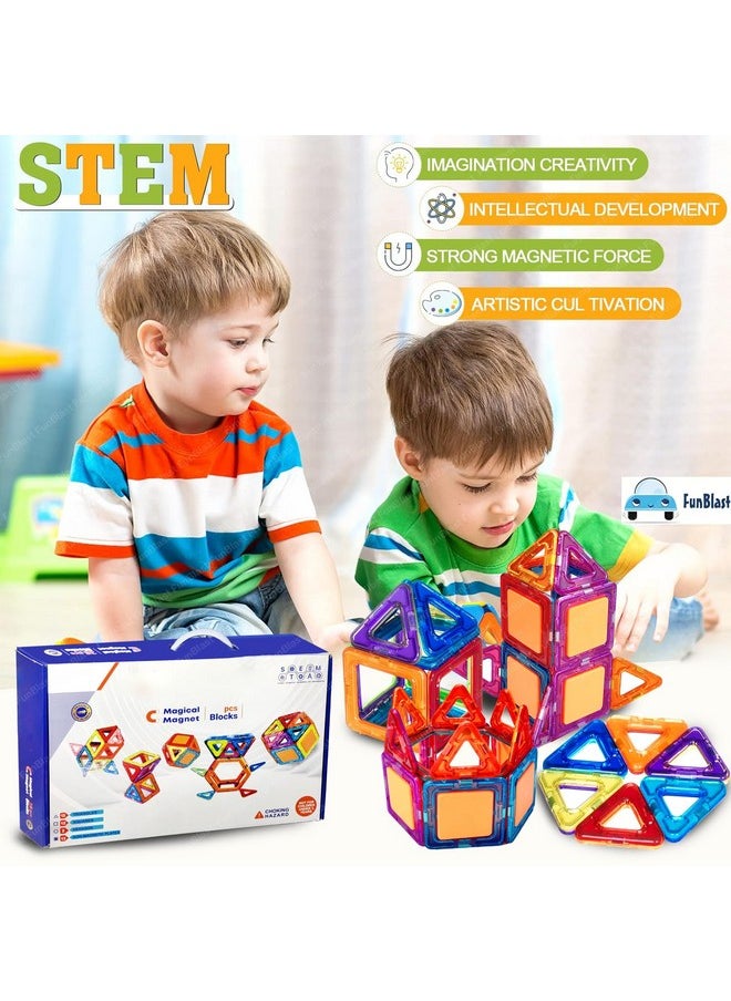 FunBlast FunBlast Magnet Building Blocks for Kids, Magnetic Blocks for Kids Toys for 3+ Yrs Old Boys Girls, DIY Educational STEM Toy for 3+ Years Kids, Learning and Construction Toys (24 Pcs)  - Image 5
