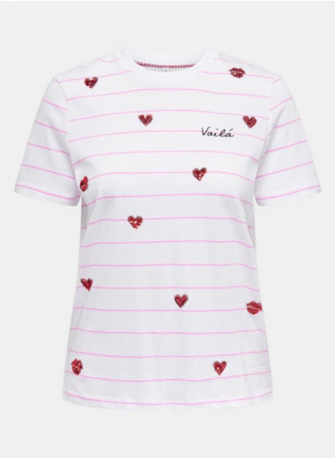 ONLY Onlkita Life Reg S/S Heart Top Box Jrs  - Image 5