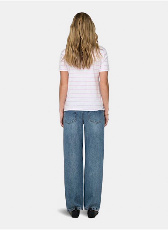 ONLY Onlkita Life Reg S/S Heart Top Box Jrs  - Image 4