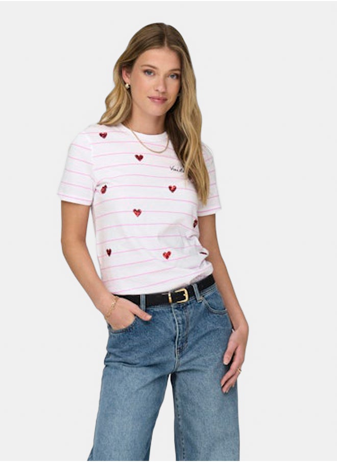 ONLY Onlkita Life Reg S/S Heart Top Box Jrs  - Image 3