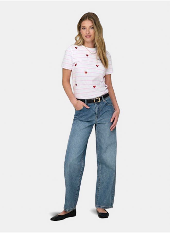 ONLY Onlkita Life Reg S/S Heart Top Box Jrs  - Image 1