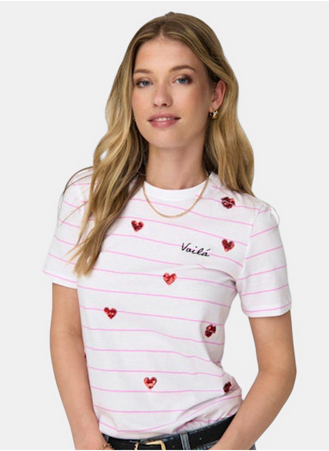ONLY Onlkita Life Reg S/S Heart Top Box Jrs  - Image 2