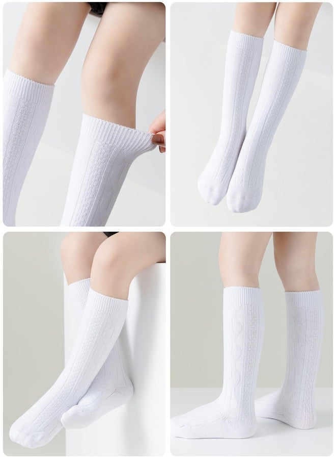 hakugoo Baby Knee High Socks Toddler Seamless Socks Cotton Long Stockings Cable Knit Newborn Tube Sock for 1-2 Years Boys Girls(White,M,3Pairs) - Image 4