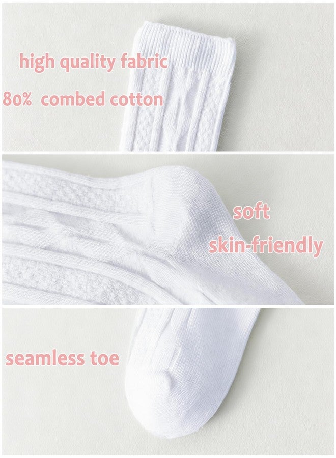 hakugoo Baby Knee High Socks Toddler Seamless Socks Cotton Long Stockings Cable Knit Newborn Tube Sock for 1-2 Years Boys Girls(White,M,3Pairs) - Image 5