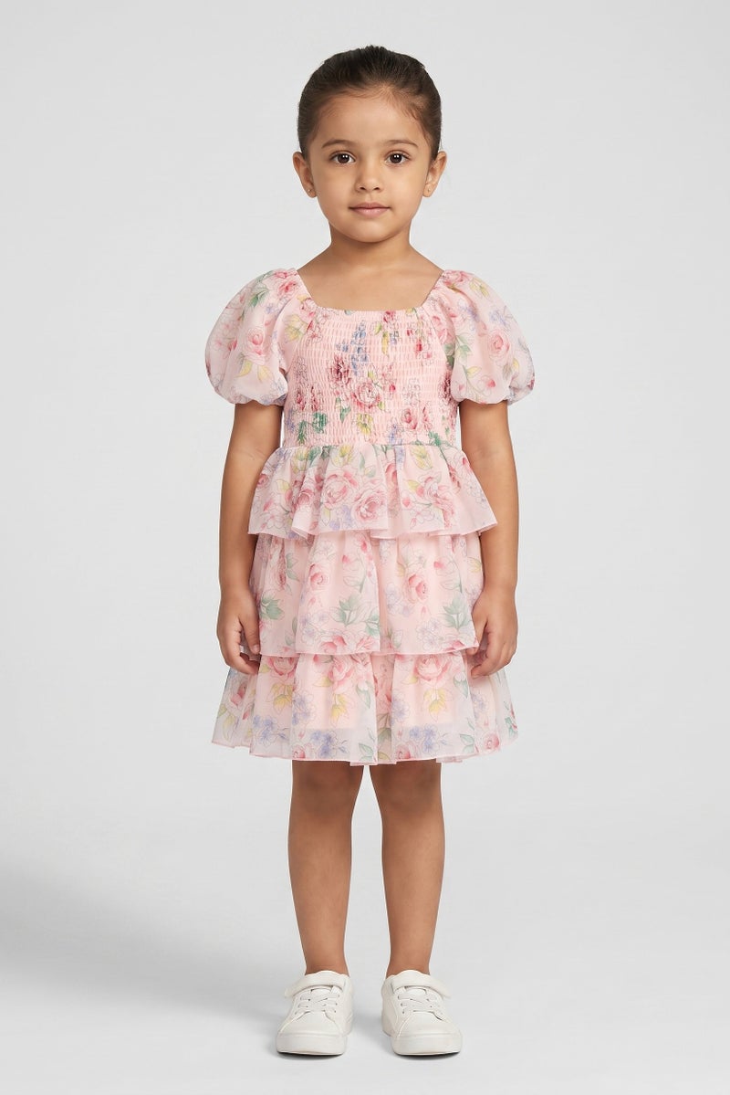 Limited Too Toddlers Girl Floral Print Casual Dress, Multicolor - Image 1