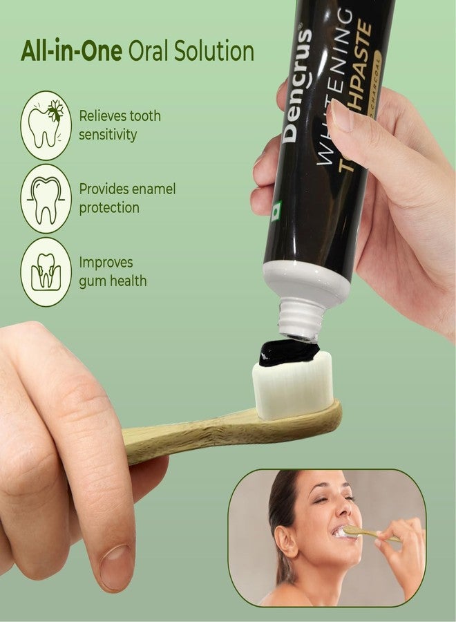 Dencrus Charcoal & Mint Toothpaste Combo | Fluoride-Free | Teeth Whitening Toothpaste for Sensitive Teeth | Cavity Control | Total Repair | Gum Care | 200gm | Pack of 2 X 100gm - Image 5