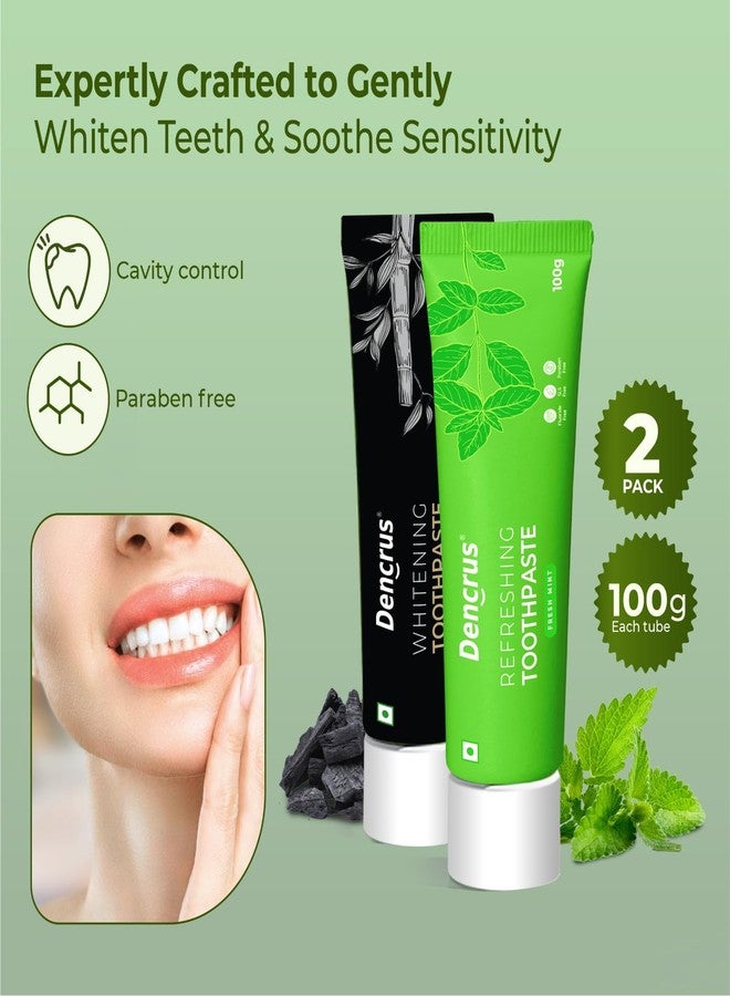 Dencrus Charcoal & Mint Toothpaste Combo | Fluoride-Free | Teeth Whitening Toothpaste for Sensitive Teeth | Cavity Control | Total Repair | Gum Care | 200gm | Pack of 2 X 100gm - Image 4