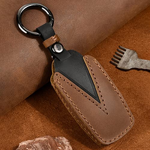 OLLEN Genuine Leather No Screws Key Fob Cover Fit for BMW 1 3 4 5 6 7 Series X3 X4 M5 M6 GT Series etc, Square Shape, Brown - Image 4