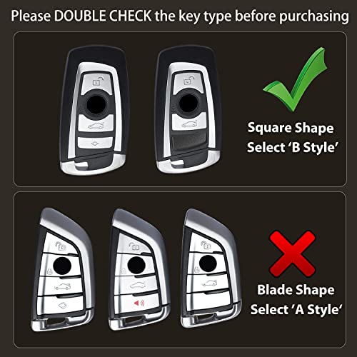 OLLEN Genuine Leather No Screws Key Fob Cover Fit for BMW 1 3 4 5 6 7 Series X3 X4 M5 M6 GT Series etc, Square Shape, Brown - Image 2