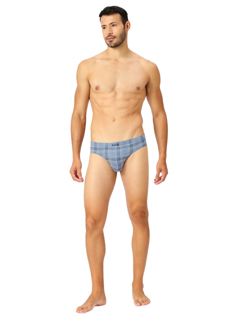 BYC MEN'S PRINTED LOW RISE COTTON BRIEF (PACK OF 3) - BLUE  - Image 2