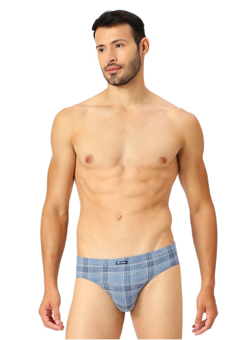 BYC MEN'S PRINTED LOW RISE COTTON BRIEF (PACK OF 3) - BLUE  - Image 3