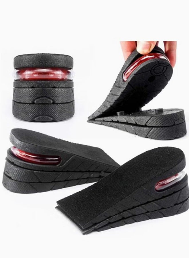 Height Increase Insole 3-Layer Air Cushion Heel Insert Lift Shoes Insole Half Shoe Pad Men's Premium Height-Increase Inserts Black for Men and Women 2Pairs  - Image 1
