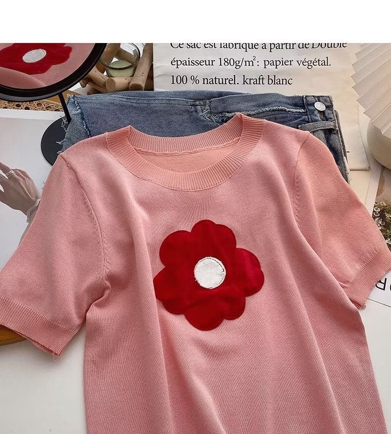 All-match New Artistic Women's Short-sleeved Crewneck Simple T-shirt Popular Fashion Harajuku Spring Lazy Elegant ins - Image 1