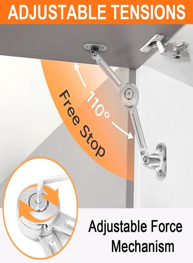 Serplex® Adjustable Folding Lid Support Hinge Stay Bracket, Heavy-Duty Cabinet Door & Toy Box Lid Support, Soft Closing Drop-Down Support Arm with Mounting Screws - Image 4