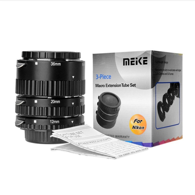 Meike مجموعة أنابيب التمديد الماكرو الأوتوماتيكية Meike مع تركيب معدني 12mm 20mm 36mm لكاميرات Nikon AF AF-S DX FX SLR - Image 2