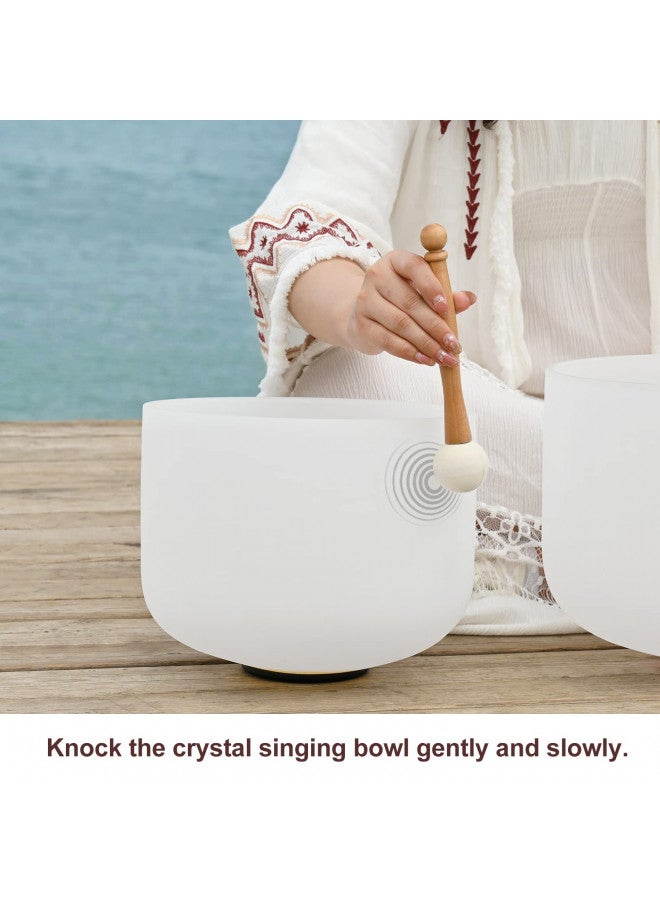 CVNC CVNC 440HZ 7"G+9"E+11"C 3 PCS Frosted Crystal Singing Bowls Set with Bag Mallets and Rubber O-rings for Sound Healing Bath Therapy Meditation Yoga Instrument Zen  - Image 2