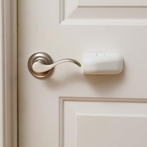 Qdos Safety Lever Handle Locks 2 Pack Door Lever Lock Child Proof Double Action Lock No Awkward Arm Rotation Compatible With All Types of Lever Handles Simple Installation with 3M Adhesive - Image 1