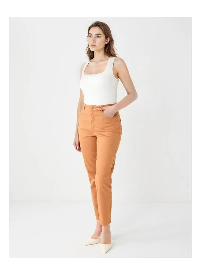 Jimmy Key Caramel High Waist Straight Leg Woven Pants