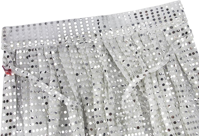 BXT Adult Women Long Maxi Paillette Cosplay Cape Silver - Image 5