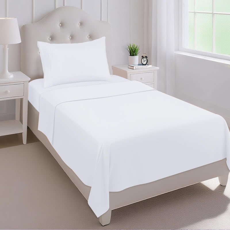 Mejoroom Twin Sheet Set - Hotel Collection Twin Sheets - Bedding Sheets & Pillowcases with Deep Pocket Fitted Sheet, Breathable, Wrinkle & Fade Resistant - 3 Piece(White) - Image 1