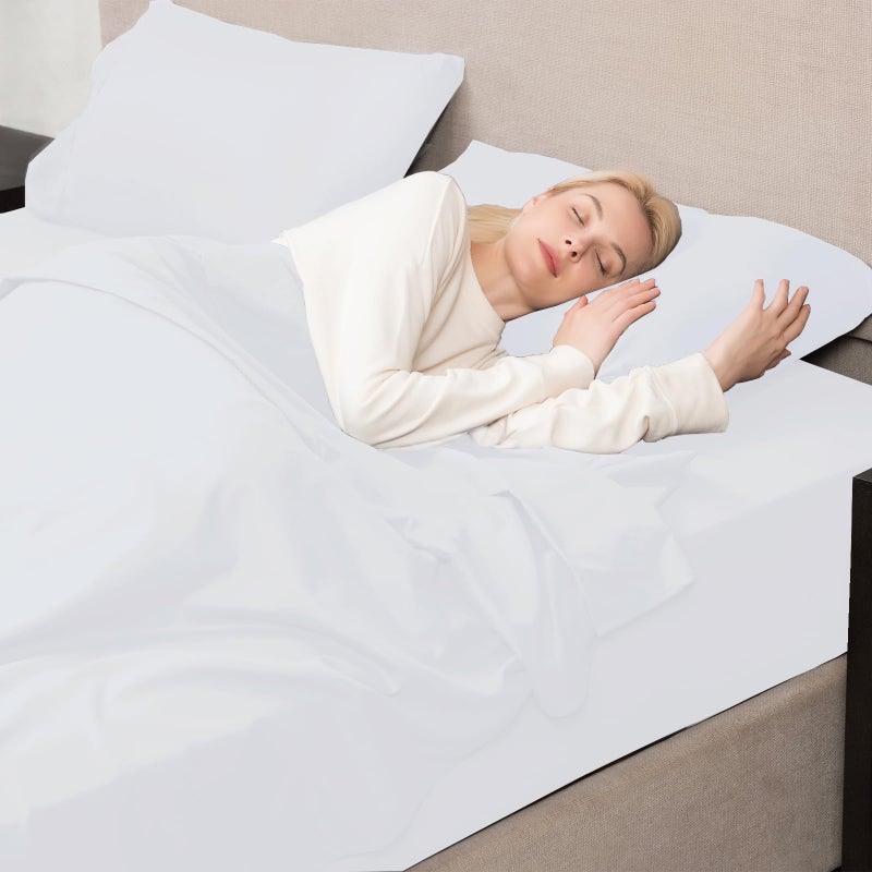 Mejoroom Twin Sheet Set - Hotel Collection Twin Sheets - Bedding Sheets & Pillowcases with Deep Pocket Fitted Sheet, Breathable, Wrinkle & Fade Resistant - 3 Piece(White) - Image 5