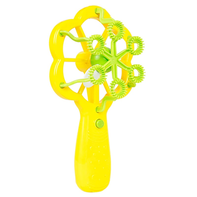 Hamleys لعبة نفخ الفقاعات فلورا مع 1 عبوة من محلول الفقاعات | لعبة فقاعات للعب الممتع في الداخل/الخارج لجهاز فقاعات للأطفال 3 سنوات وما فوق | مثالية لحفلات عيد الميلاد والمرح في الصيف أو الحفلات باللون الأصفر - Image 3