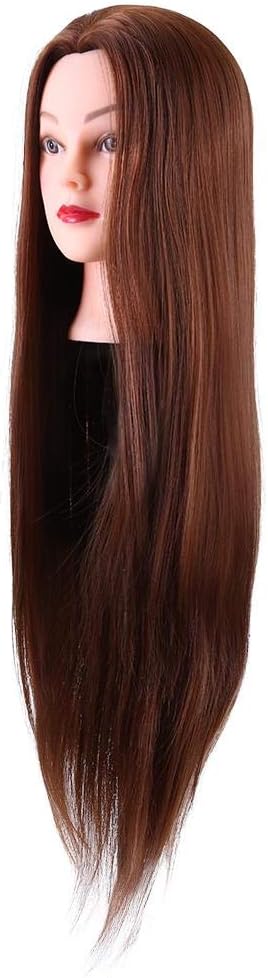 Hairdresser Training Head 24in Synthetic Fiber Mannequin Head Hairdresser Training Head Manikin Doll Head Cosmetology Doll Head with Clamp Stand Holder