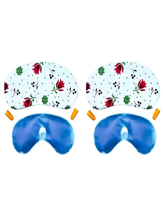 Samtrish Sleep Eye Mask with Cooling Gel Insert – Cotton Eye Cover for Night Sleep & Travel – Adjustable Strap, Lightweight, Soft, Breathable Mask for Headache & Puffy Eyes(Red Flower). | Pack of 2 - Image 1