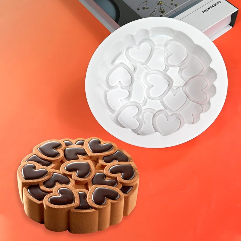 mostsom 7inch Love Heart Shape Silicone Mousse Cake Mold, Durable Pan for Chiffon, Cheesecake, Brownie, Wedding & Festival Desserts, Non-Stick 3D Baking Molds, Circle Cake Pan (A_ Love Heart) - Image 1
