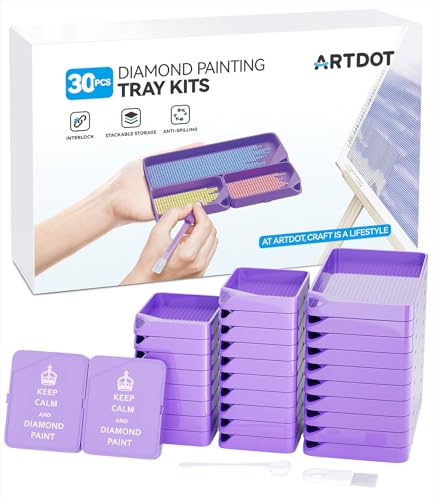ARTDOT 30-Piece Stackable Tray Set Diamond Art Kits for Adults, Interlocking Diamond Painting Accessories and Tools(Purple) - Image 1