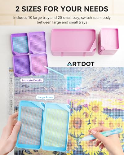 ARTDOT 30-Piece Stackable Tray Set Diamond Art Kits for Adults, Interlocking Diamond Painting Accessories and Tools(Purple) - Image 4