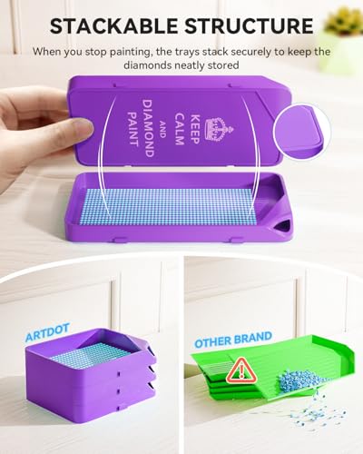 ARTDOT 30-Piece Stackable Tray Set Diamond Art Kits for Adults, Interlocking Diamond Painting Accessories and Tools(Purple) - Image 2