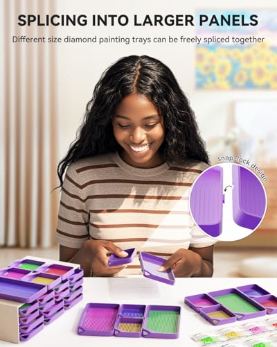 ARTDOT 30-Piece Stackable Tray Set Diamond Art Kits for Adults, Interlocking Diamond Painting Accessories and Tools(Purple) - Image 3