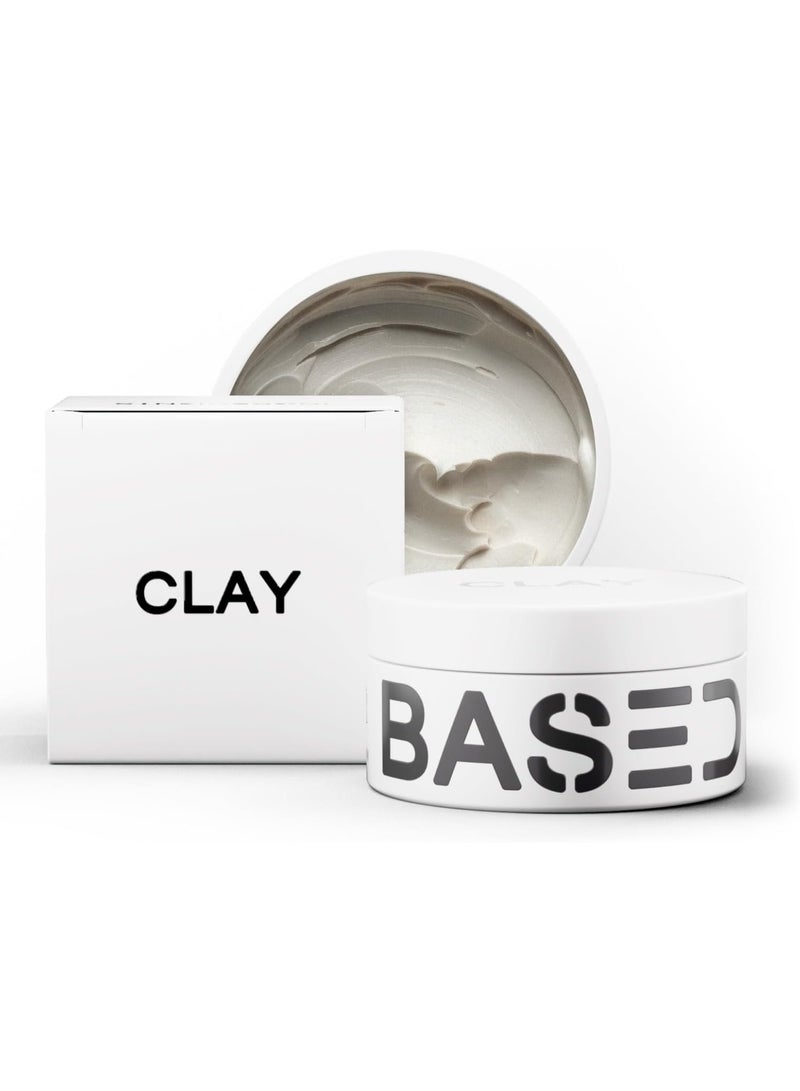 Based Bodyworks طين شعر للرجال، طين شعر فاخر مع تثبيت قوي، لمسة نسيج، وبدون لمعان، طين تصفيف للشعر المتوسط، الكثيف، المستقيم، أو المموج، عطر خشب الصندل (3 أوقية/90 جرام عبوة واحدة) - Image 1