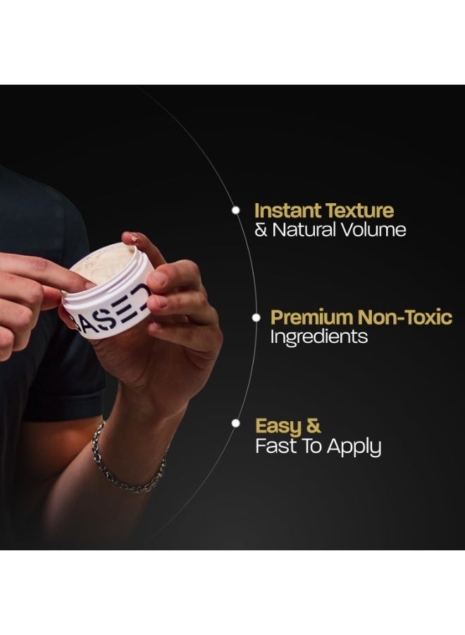 Based Bodyworks طين شعر للرجال، طين شعر فاخر مع تثبيت قوي، لمسة نسيج، وبدون لمعان، طين تصفيف للشعر المتوسط، الكثيف، المستقيم، أو المموج، عطر خشب الصندل (3 أوقية/90 جرام عبوة واحدة) - Image 3