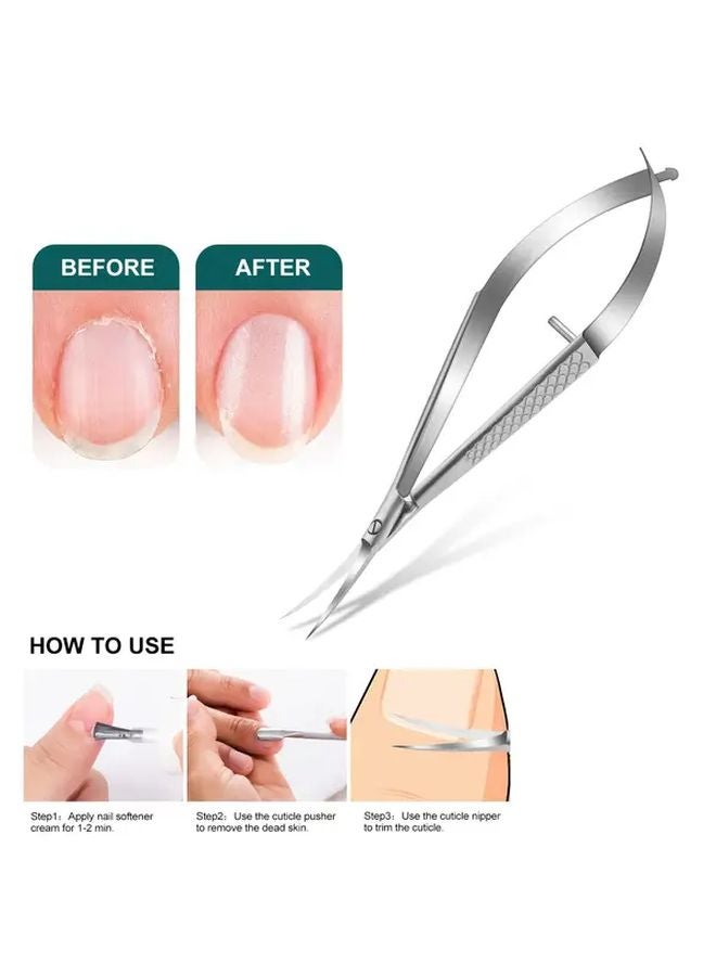 مقصات أظافر احترافية من الفولاذ المقاوم للصدأ ومقصات الجلد باللون الفضي - أداة العناية المنزلية بالأظافر - Image 4