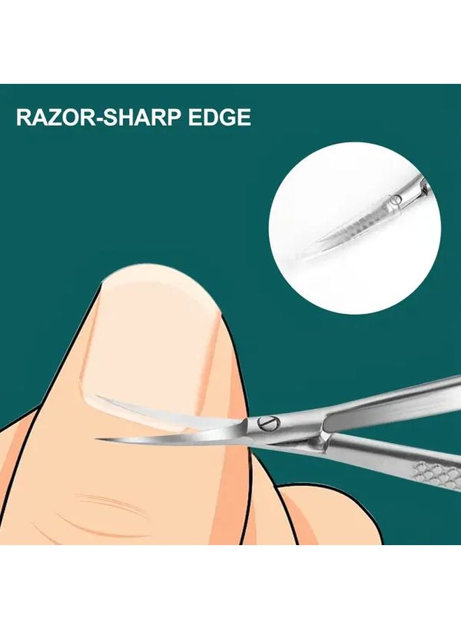 مقصات أظافر احترافية من الفولاذ المقاوم للصدأ ومقصات الجلد باللون الفضي - أداة العناية المنزلية بالأظافر - Image 3